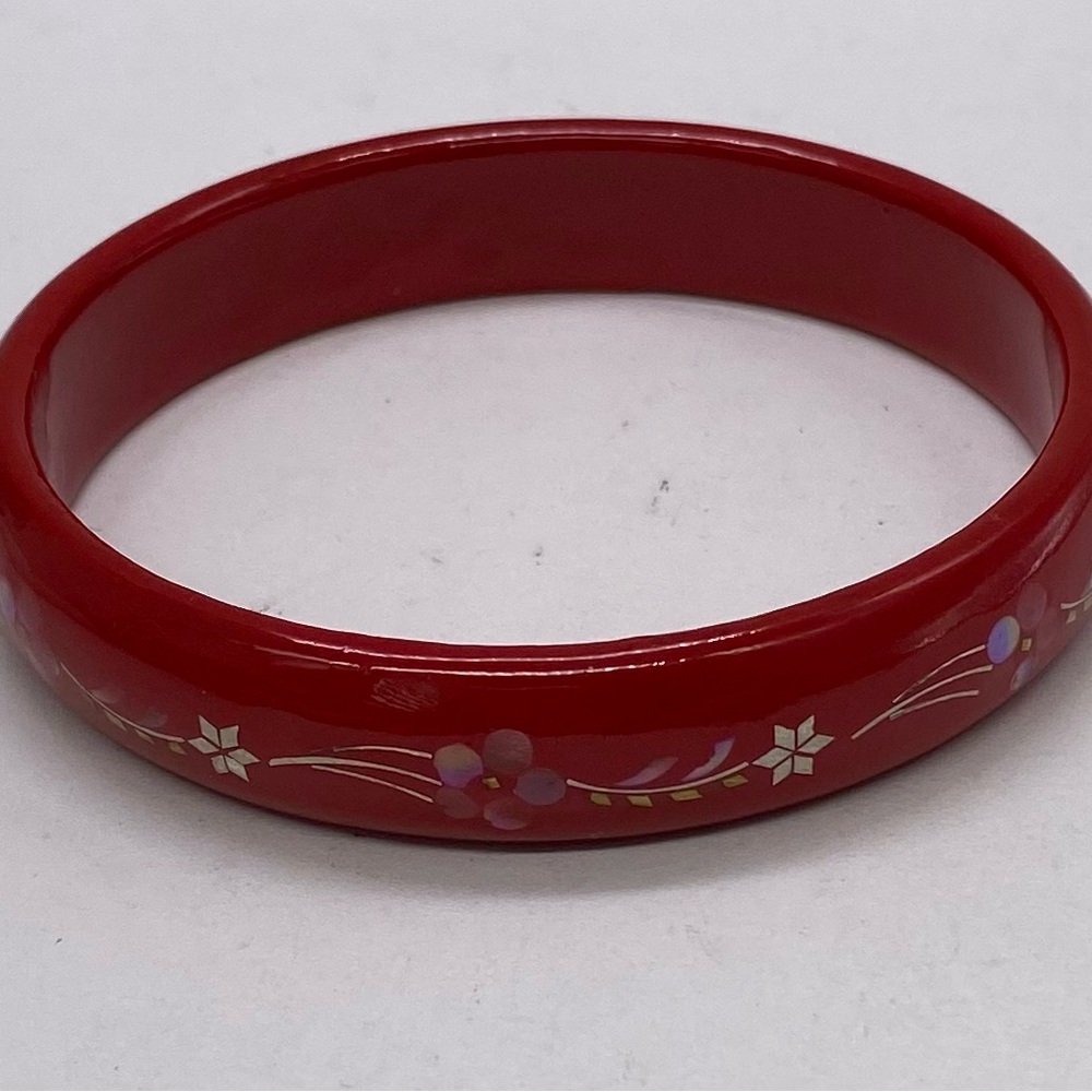 Vintage Red Flower MOP Bracelet